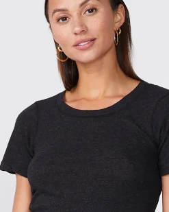 Tees*MONROW Textured Tri-Blend Fitted Crew Neck Tee BLACK