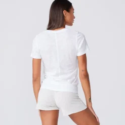 Tees*MONROW Textured Tri-Blend Fitted Crew Neck Tee WHITE