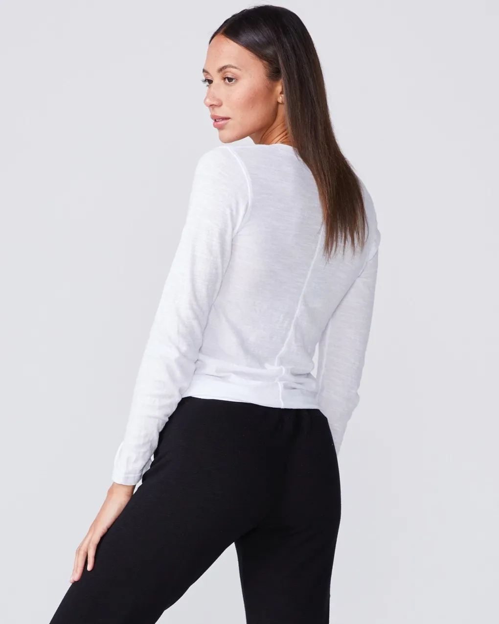 Long Sleeve|Tees*MONROW Textured Tri-Blend Fitted Long Sleeve Crew WHITE
