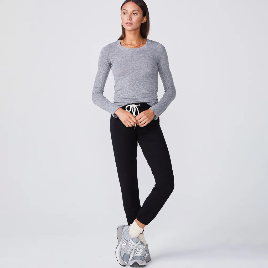Long Sleeve|Tees*MONROW Textured Tri-Blend Fitted Long Sleeve Crew GRANITE