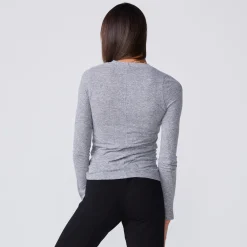 Long Sleeve|Tees*MONROW Textured Tri-Blend Fitted Long Sleeve Crew GRANITE