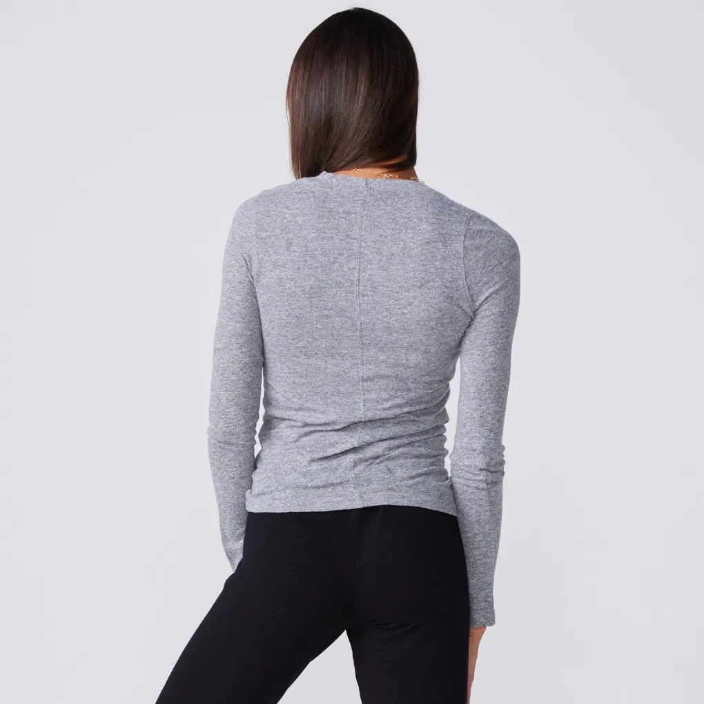 Long Sleeve|Tees*MONROW Textured Tri-Blend Fitted Long Sleeve Crew GRANITE
