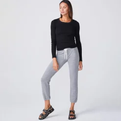Long Sleeve|Tees*MONROW Textured Tri-Blend Fitted Long Sleeve Crew BLACK