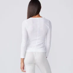 Long Sleeve|Tees*MONROW Textured Tri-Blend Fitted Long Sleeve V Neck Tee WHITE