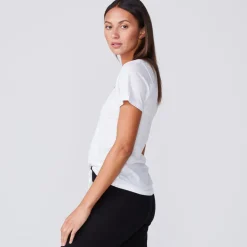 Tees*MONROW Textured Tri Blend Fitted V Neck Tee - Color WHITE