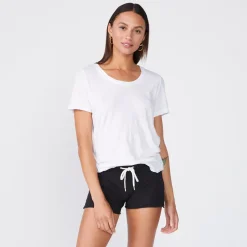 Tees*MONROW Textured Tri-Blend Relaxed Crew Neck Tee WHITE