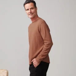 Men's Tops|Mens Sale*MONROW Thermal Long Sleeve Crew CARAMEL