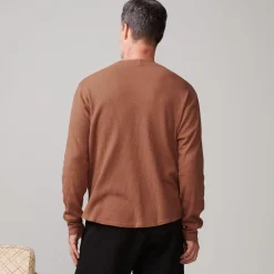 Men's Tops|Mens Sale*MONROW Thermal Long Sleeve Crew CARAMEL