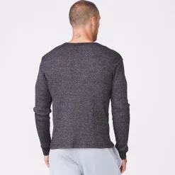 Men's Tops|Mens Sale*MONROW Thermal Long Sleeve Crew BLACK