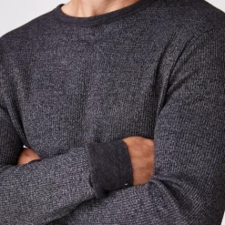 Men's Tops|Mens Sale*MONROW Thermal Long Sleeve Crew BLACK