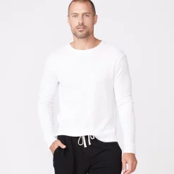 Men's Tops|Mens Sale*MONROW Thermal Long Sleeve Crew WHITE