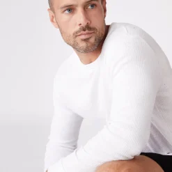 Men's Tops|Mens Sale*MONROW Thermal Long Sleeve Crew WHITE