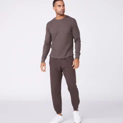 Men's Tops|Mens Sale*MONROW Thermal Long Sleeve Crew COCOA