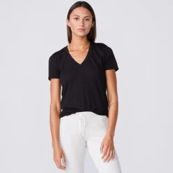 Tees*MONROW Tissue V Neck Tee - Color BLACK