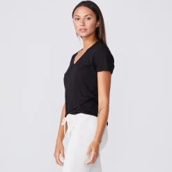 Tees*MONROW Tissue V Neck Tee - Color BLACK