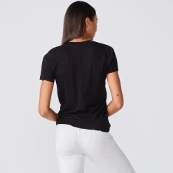 Tees*MONROW Tissue V Neck Tee - Color BLACK