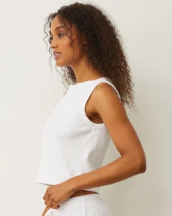 Tanks*MONROW Waffle Boxy Tank WHITE