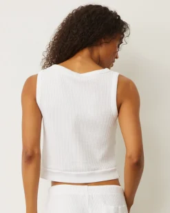 Tanks*MONROW Waffle Boxy Tank WHITE
