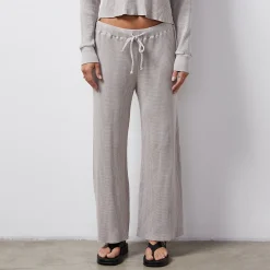 Sweats*MONROW Waffle Crop Lounge Sweat STONEGREY