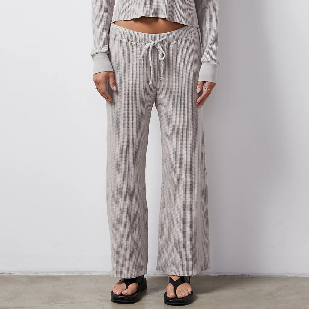 Sweats*MONROW Waffle Crop Lounge Sweat STONEGREY