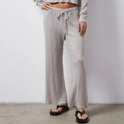 Sweats*MONROW Waffle Crop Lounge Sweat STONEGREY