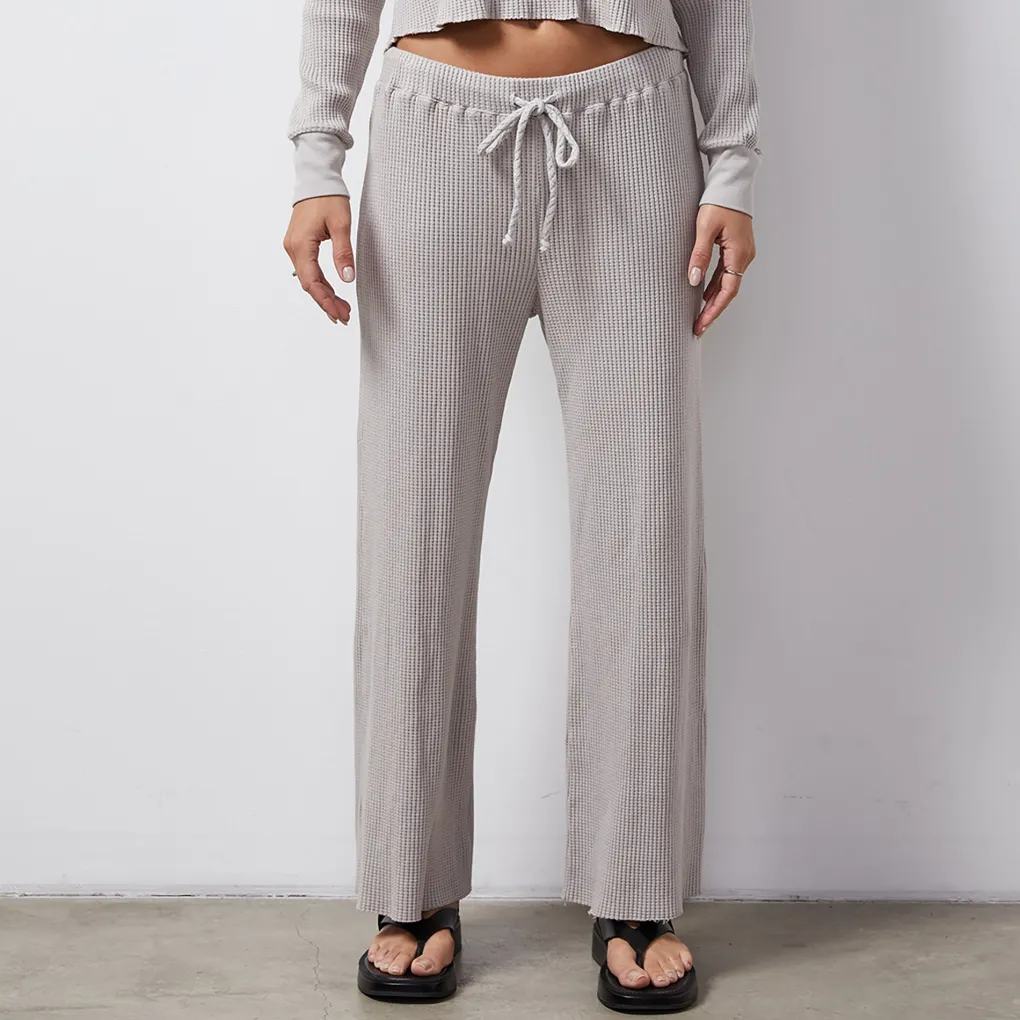 Sweats*MONROW Waffle Crop Lounge Sweat STONEGREY
