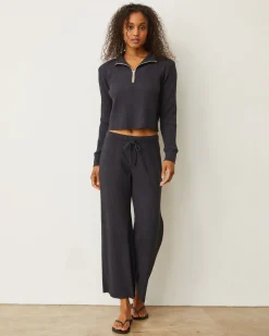 Pants*MONROW Waffle Crop Lounge Sweat FADEDBLACK