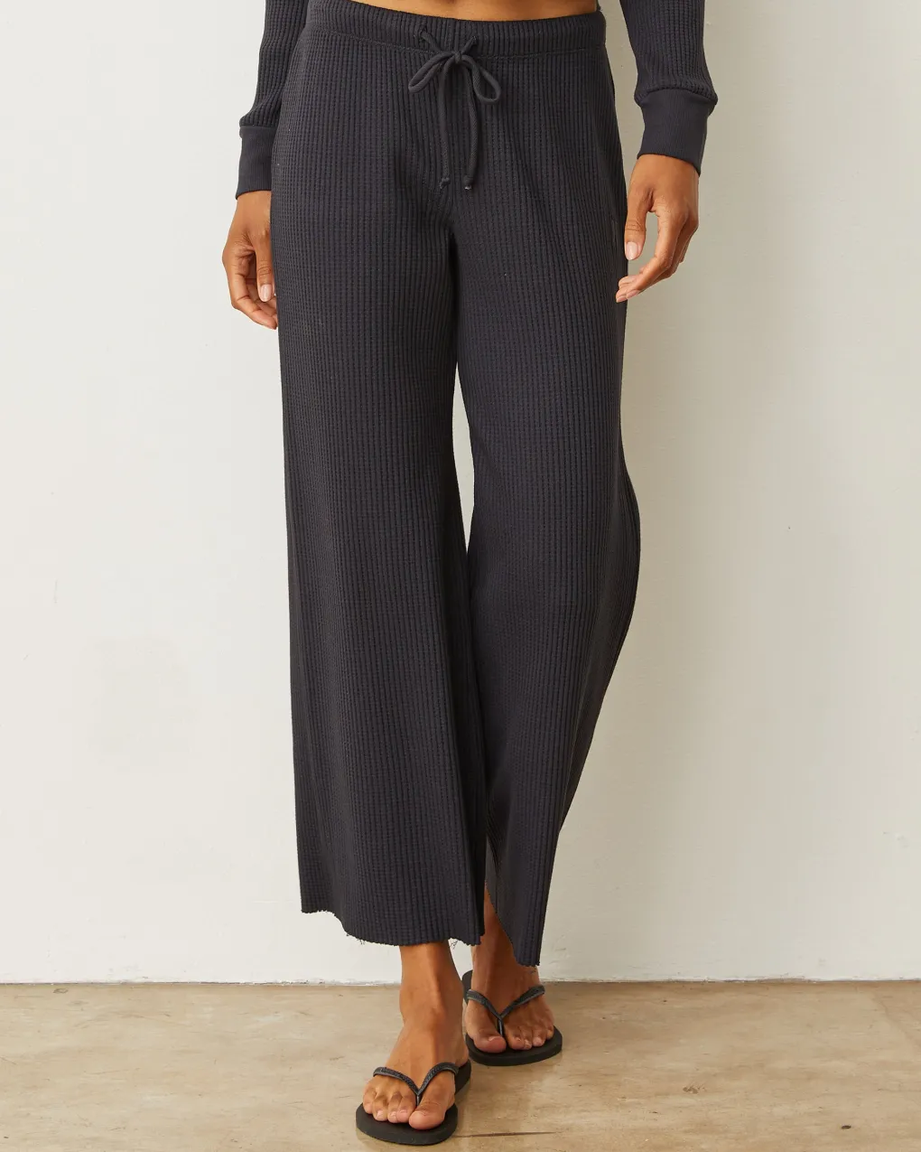 Pants*MONROW Waffle Crop Lounge Sweat FADEDBLACK