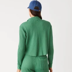 Sweatshirts*MONROW Waffle Half Zip Sweatshirt GREENAPPLE