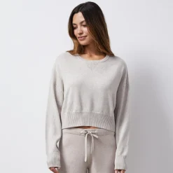 Sweaters*MONROW Wool Cashmere Crew Neck Sweater OATMEAL