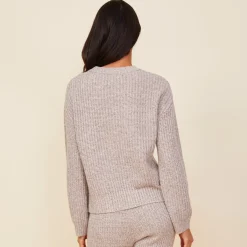 Sweaters*MONROW Wool Cashmere Space Dye Sweater OATMEAL