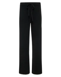 Sweats*MONROW Wool Cashmere Wide Leg Blanket Stitch Sweat BLACK