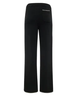 Sweats*MONROW Wool Cashmere Wide Leg Blanket Stitch Sweat BLACK